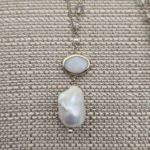 38 Inch Sterling Silver Large Genuine Pearl Long Necklace B499 - Picture 3 of 9